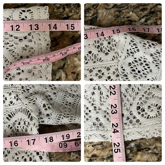 J Valdi White Crochet 90s Vintage Beach Coverup Pullover Mini Dress Sheer Tunic - Picture 5 of 9